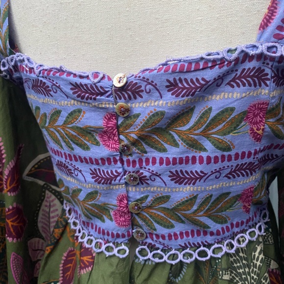 Farm Rio Green Tropical Top Wild Jungle Blouse - Picture 4 of 6